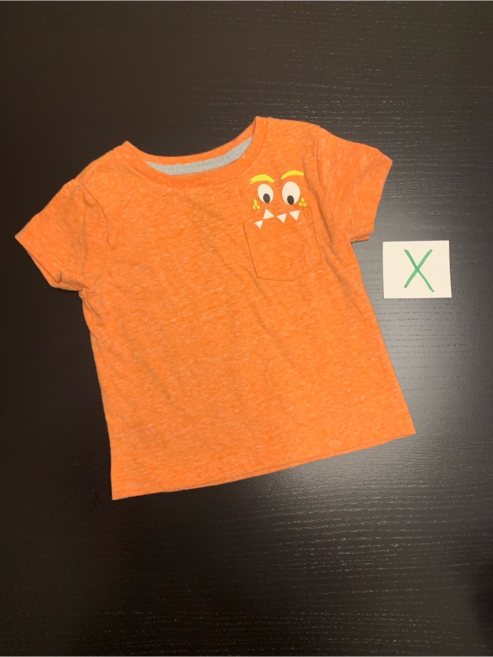 ⭐️4/$5.00⭐️ George 6-12m Orange Short Sleeve Pocket Tee with Monster Face